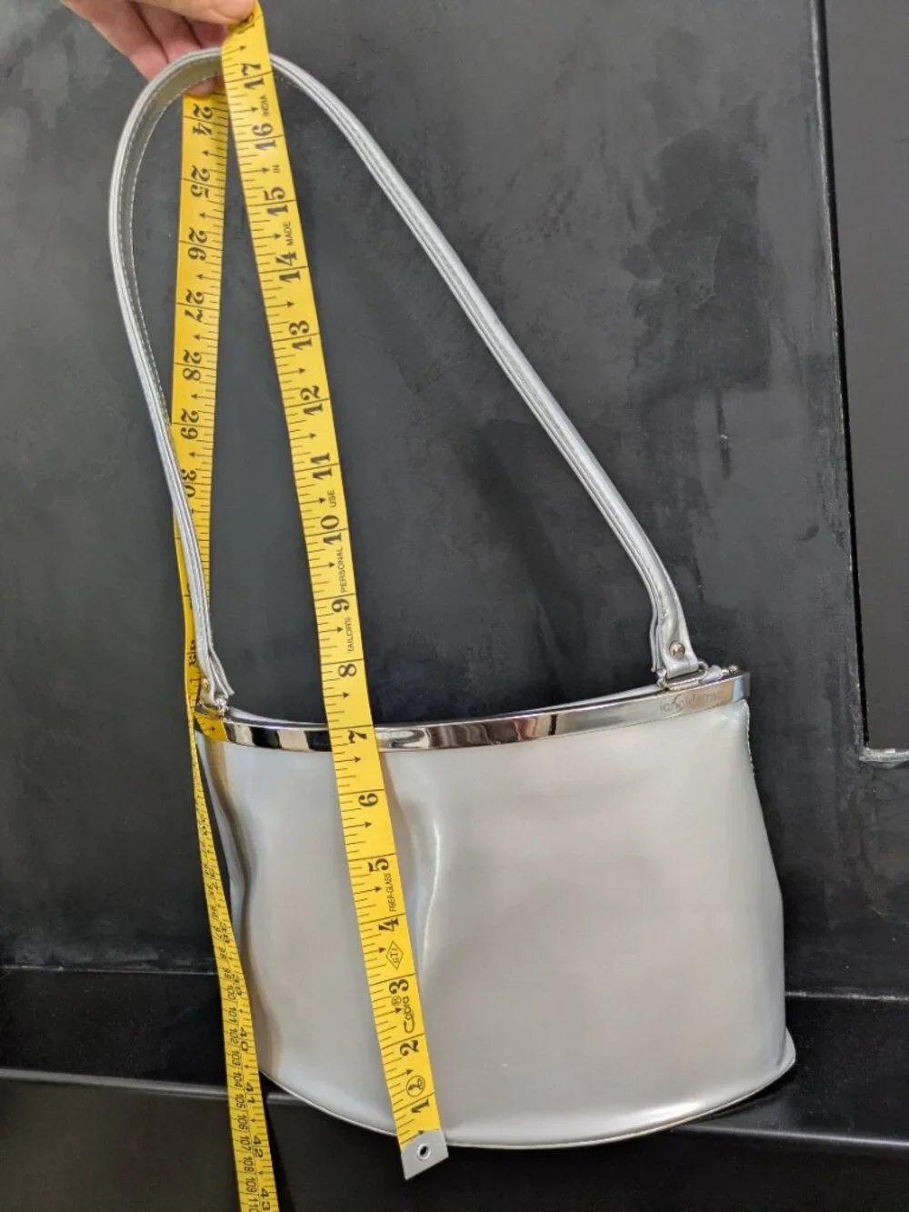 Authentic Janniderma Metallic Silver Leather Shoulder Bag-Excellent Condition.